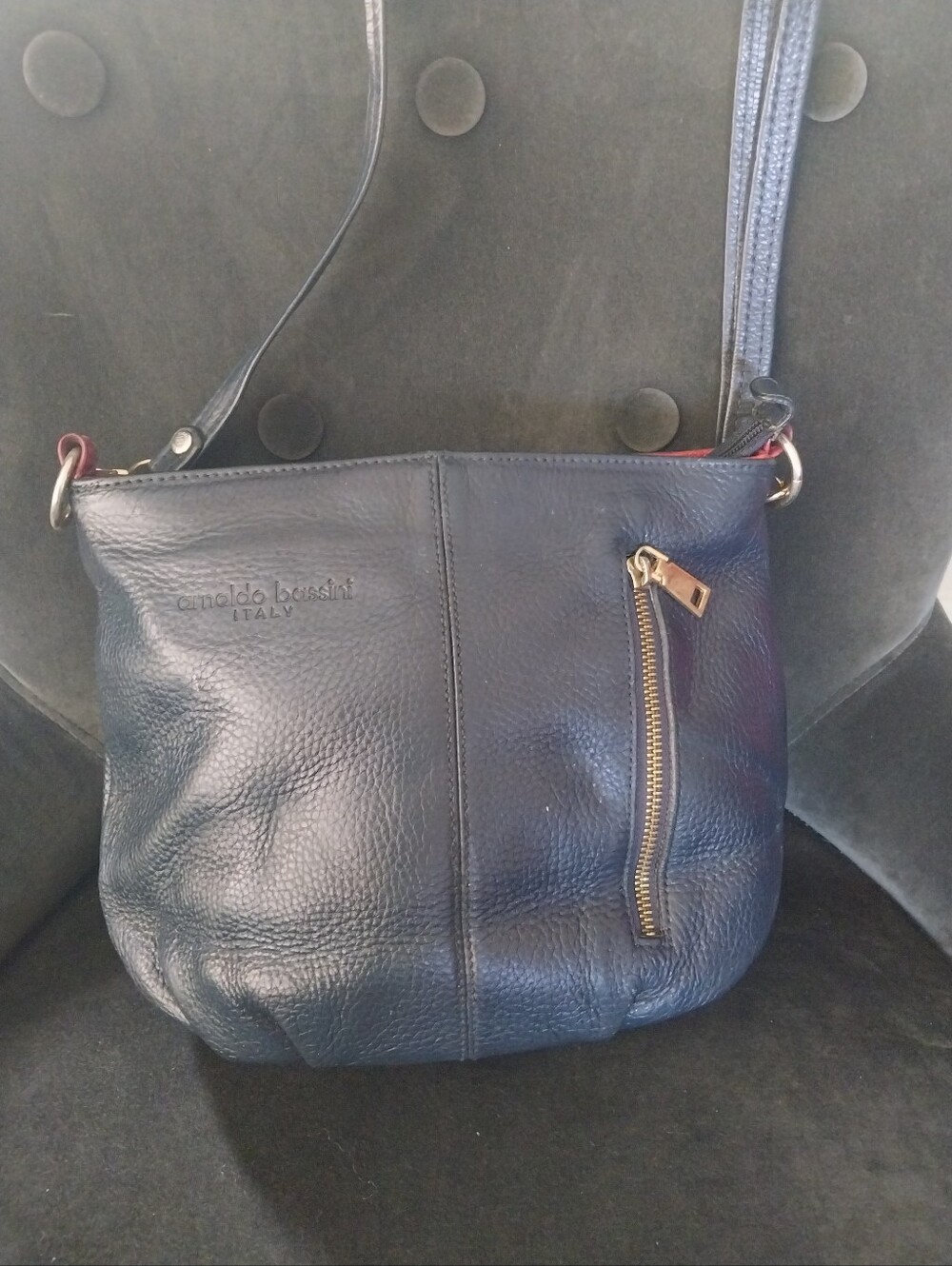 Arnaldo Bassini ITALY Leather Shoulder Bag - Navy